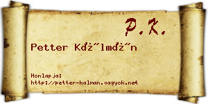 Petter Kálmán névjegykártya